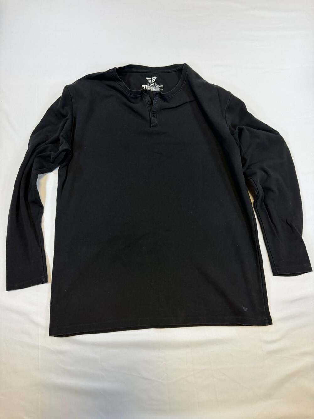 Edge Men's Long Sleeve Henley Shirt Black Size XL